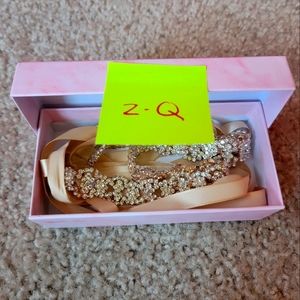 108" Length Wedding Belt Gold / Rhinestone NIB